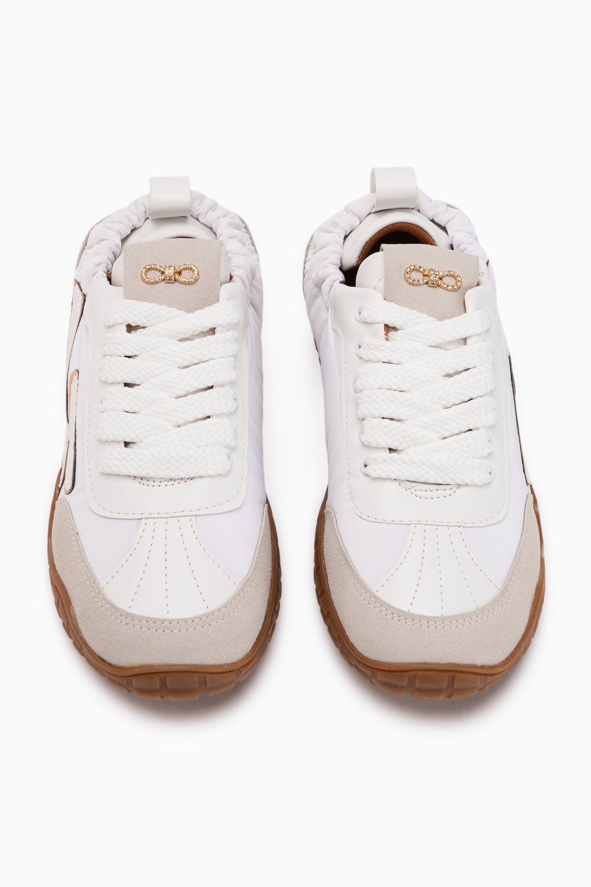 Jessica Beyaz Bej Süet Detaylı Bağcıklı Kadın Sneaker Spor Ayakkabı
