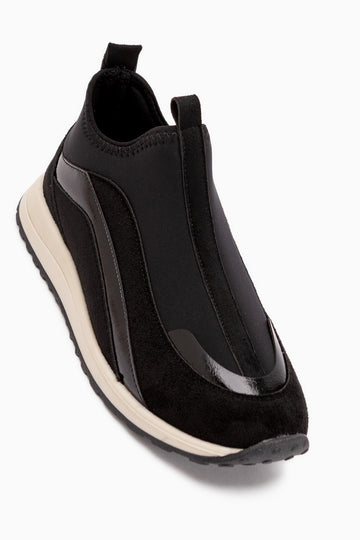 Etta Siyah Süet Detaylı Bağcıksız Kadın Sneaker Spor Ayakkabı