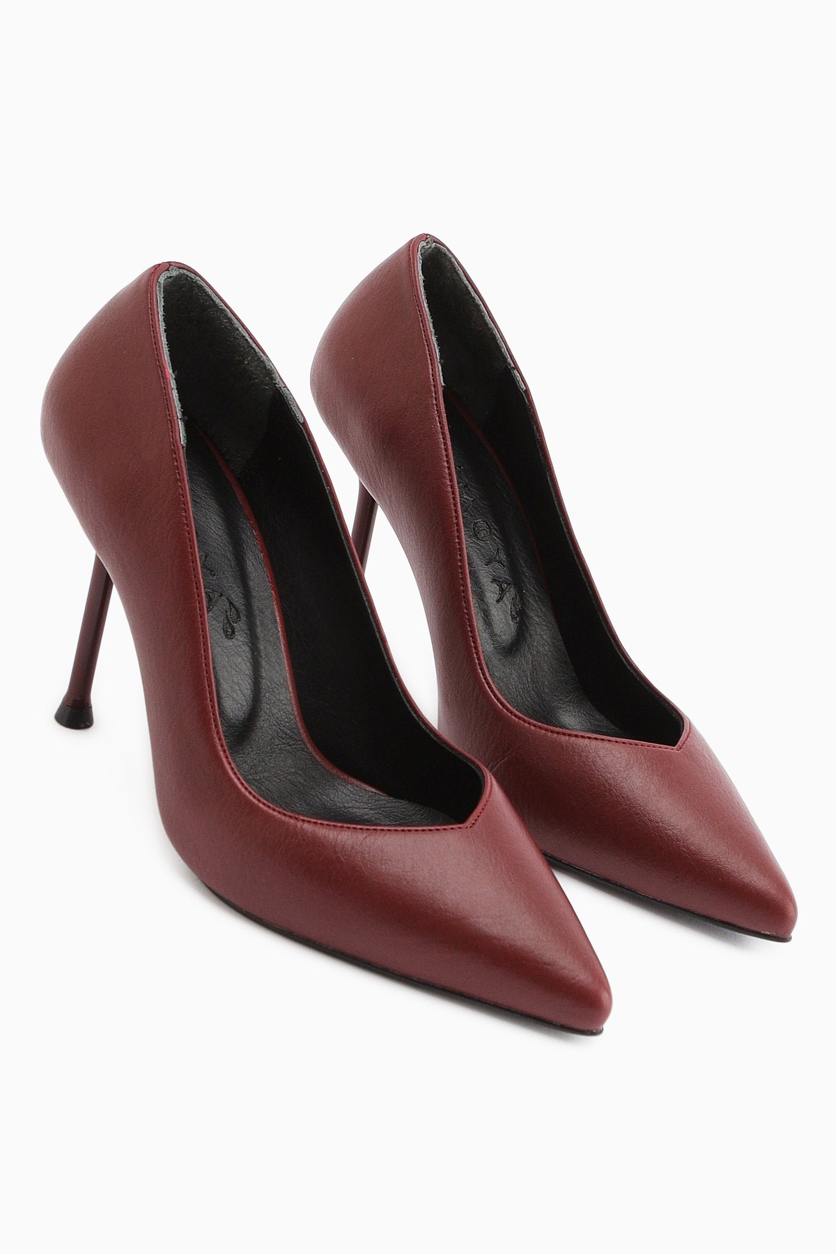 Arya Hakiki Deri Bordo Stiletto Kadın Topuklu Ayakkabı