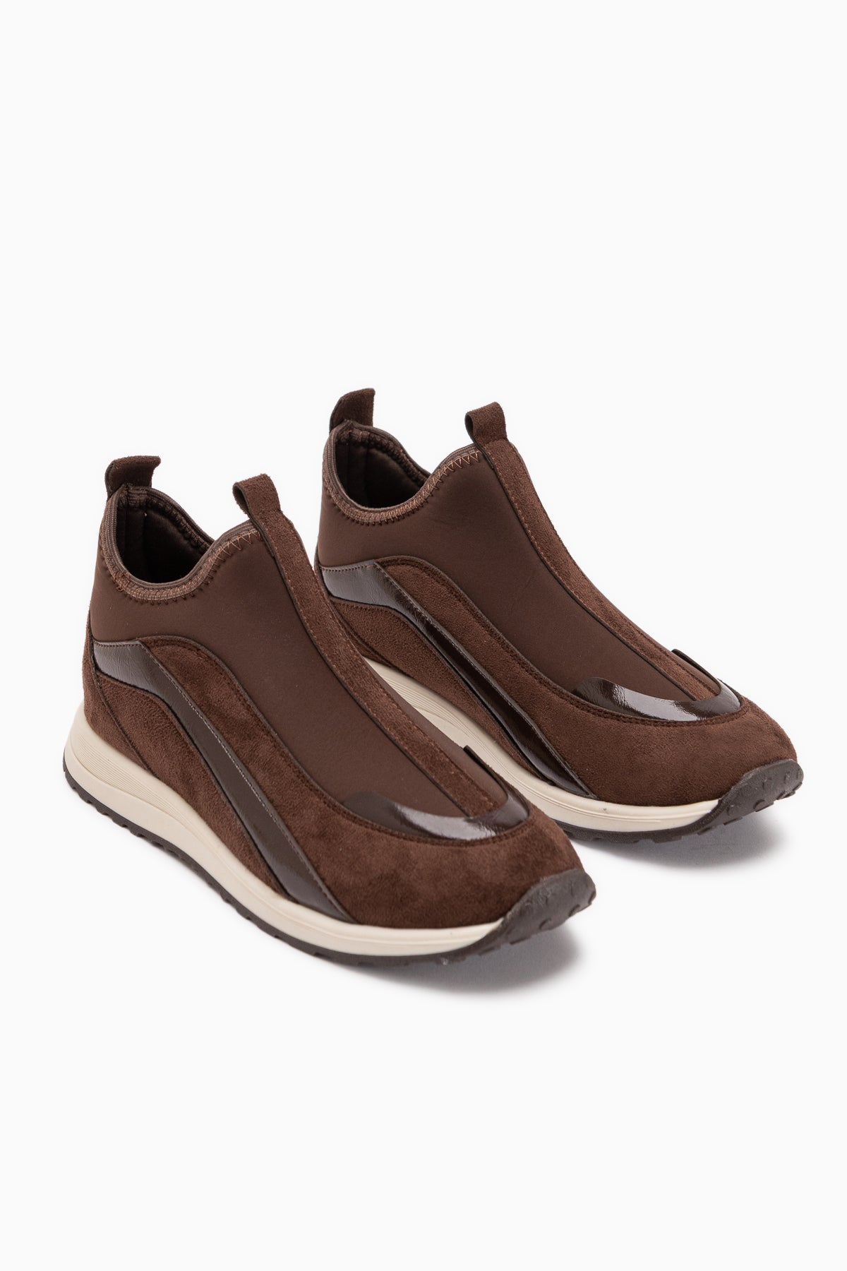 Etta Kahve Süet Detaylı Bağcıksız Kadın Sneaker Spor Ayakkabı