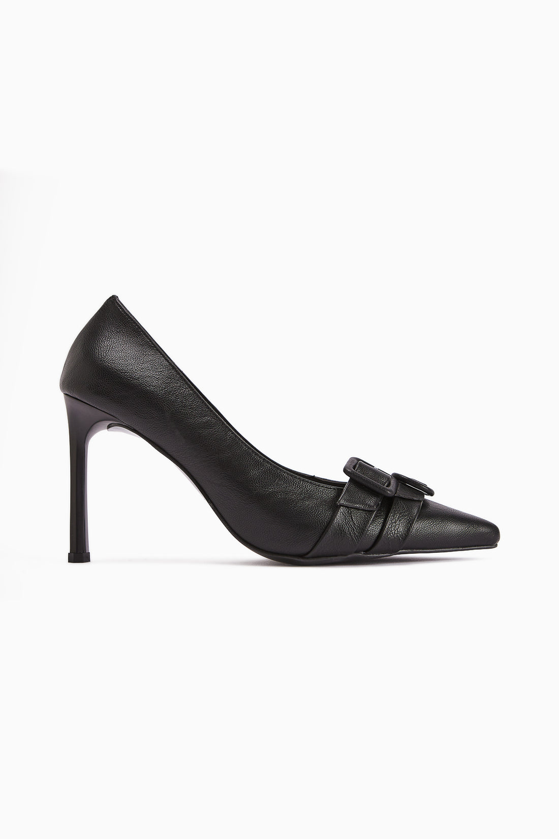 Halez Siyah Tokalı Stiletto Sivri Burunlu Kadın Topuklu Ayakkabı