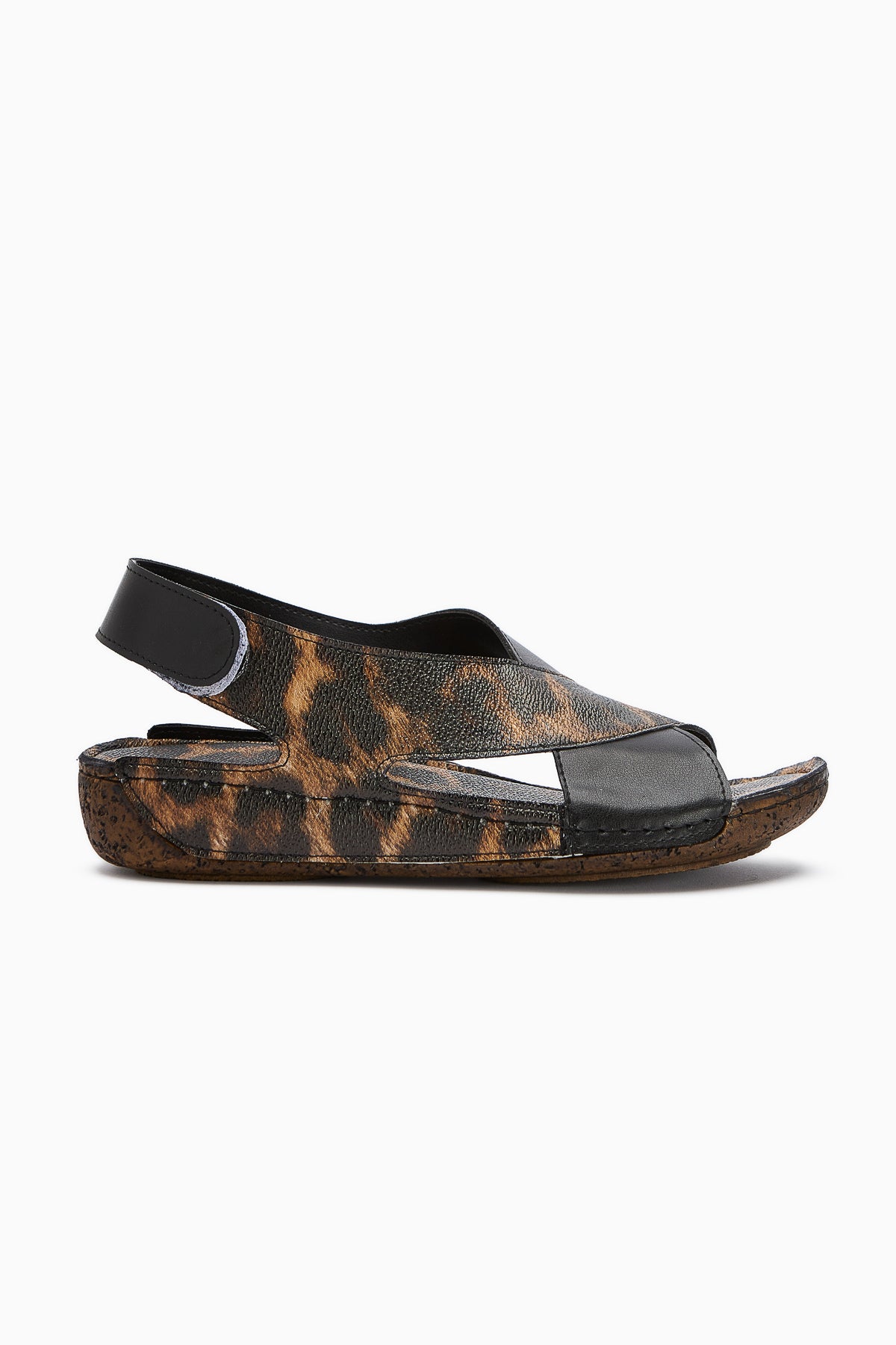 Margit Leopar Desenli Çapraz Bantlı Kadın Comfort Sandalet