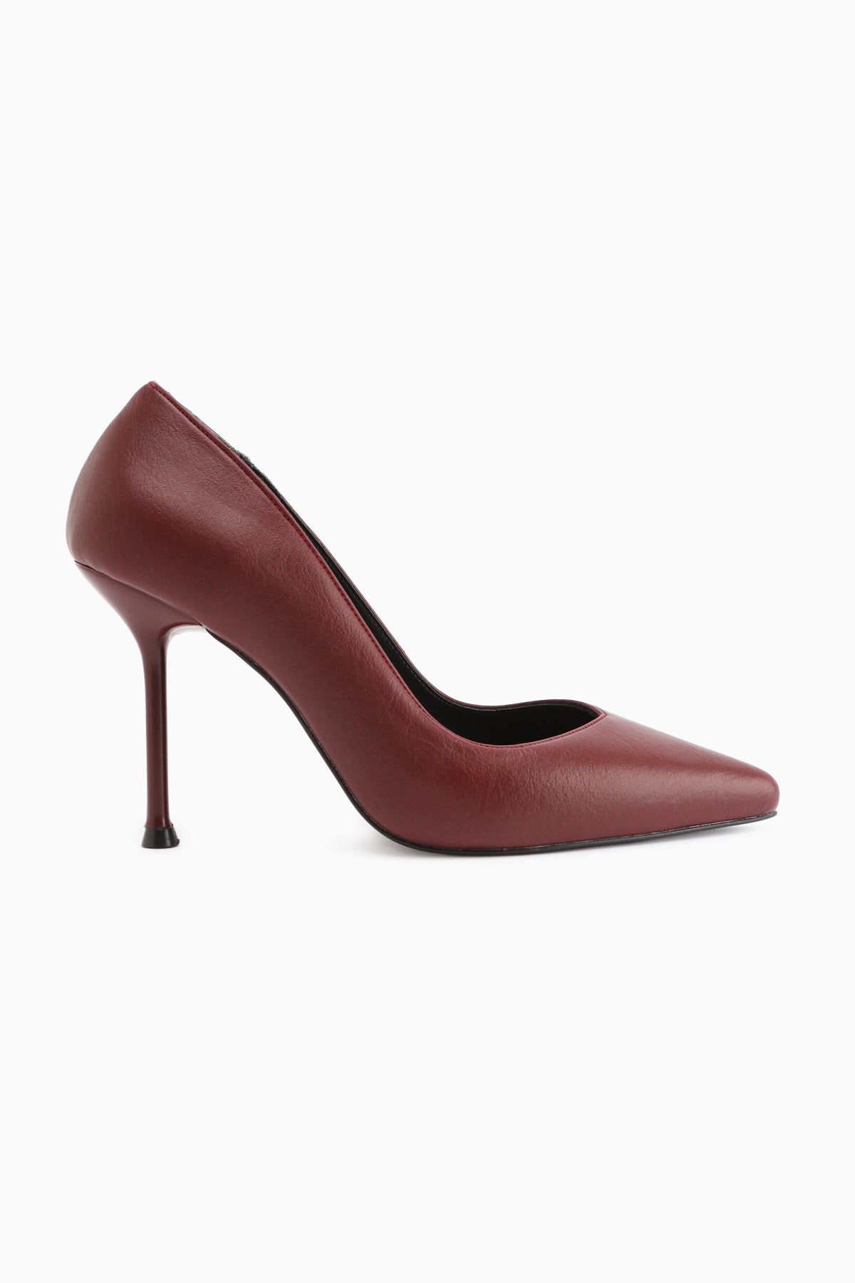 Arya Hakiki Deri Bordo Stiletto Kadın Topuklu Ayakkabı