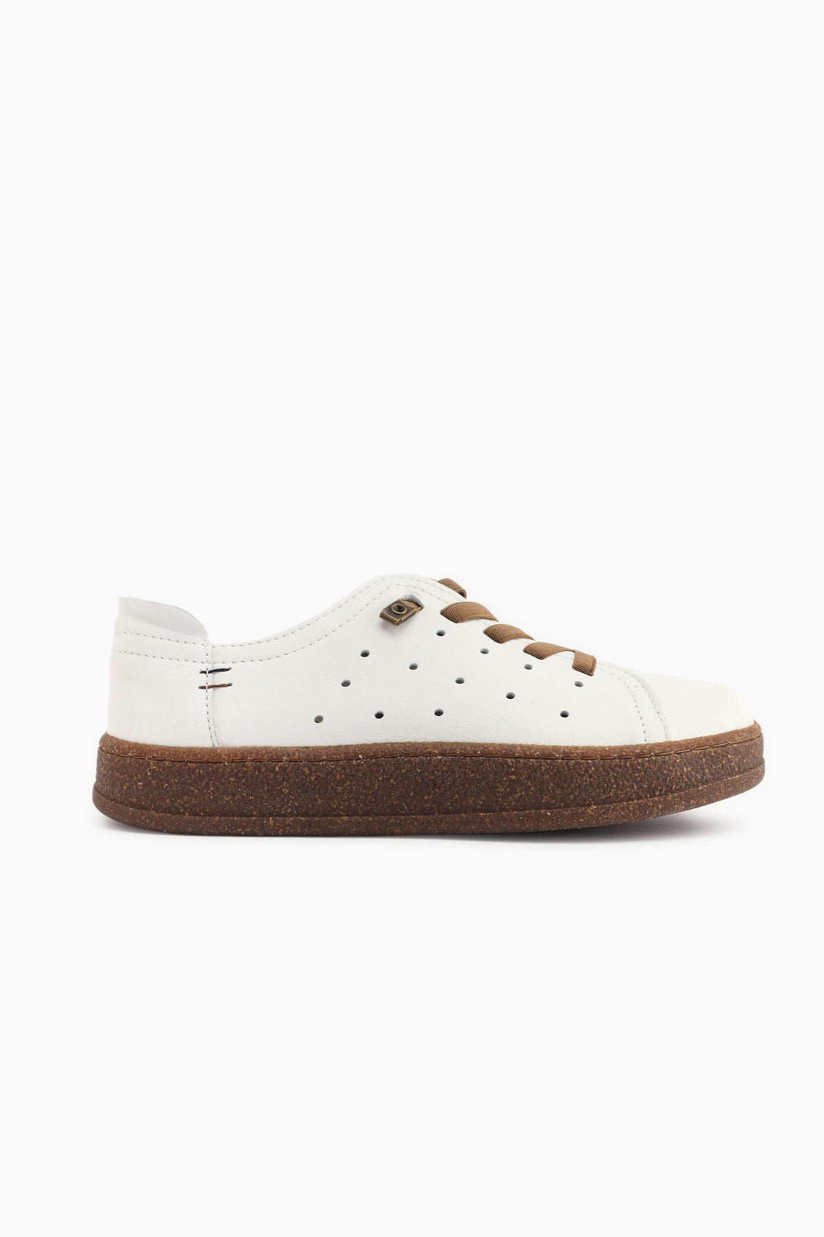 Judi Hakiki Deri Beyaz Rahat Tabanlı Kadın Yazlık Sneakers