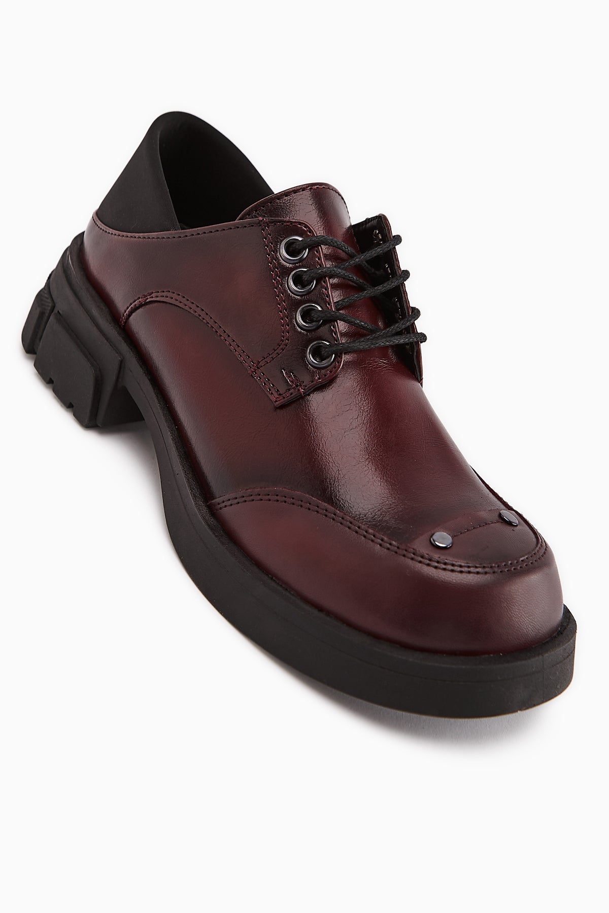 Lilas Bordo Bağcıklı Loafer Kadın Ayakkabı