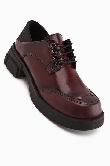 Lilas Bordo Bağcıklı Loafer Kadın Ayakkabı
