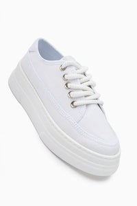 Sassa Beyaz Yüksek Tabanlı Bağcıklı Kadın Sneaker