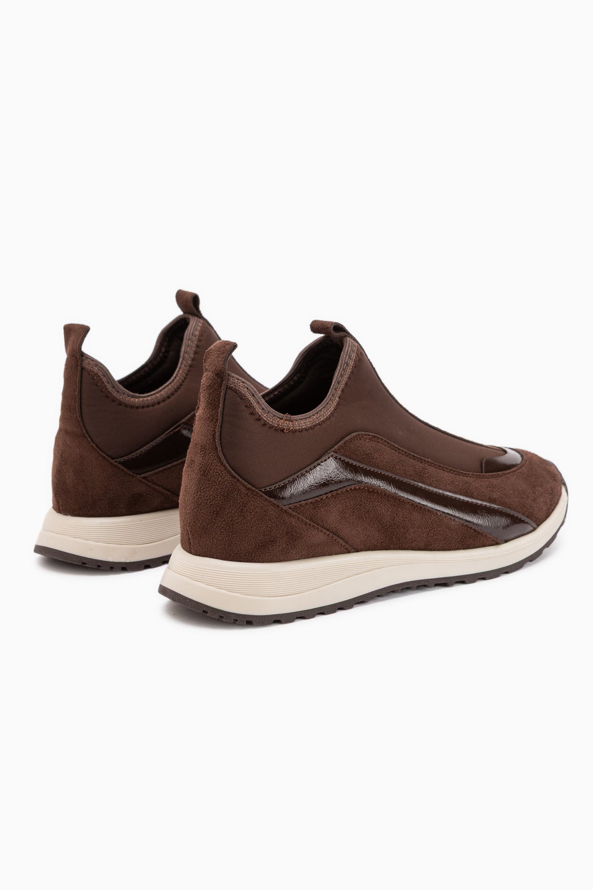 Etta Kahve Süet Detaylı Bağcıksız Kadın Sneaker Spor Ayakkabı