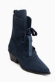 Beth Hakiki Deri Mavi Süet Bağcık Detaylı Yazlık Western Kadın Bot