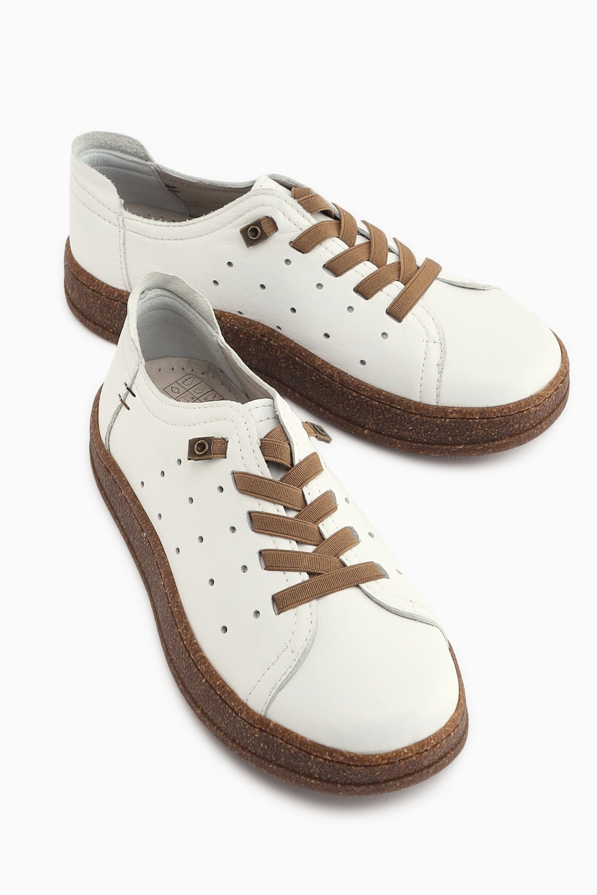 Judi Hakiki Deri Beyaz Rahat Tabanlı Kadın Yazlık Sneakers