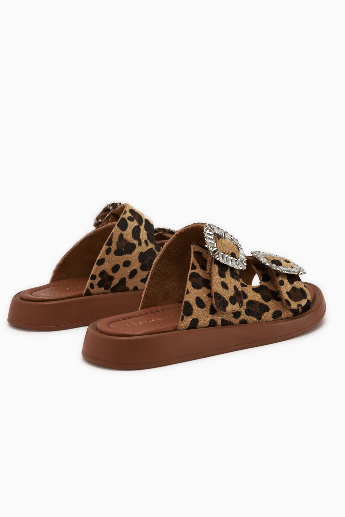 Esila Hakiki Deri Leopar Taşlı Kadın Terlik