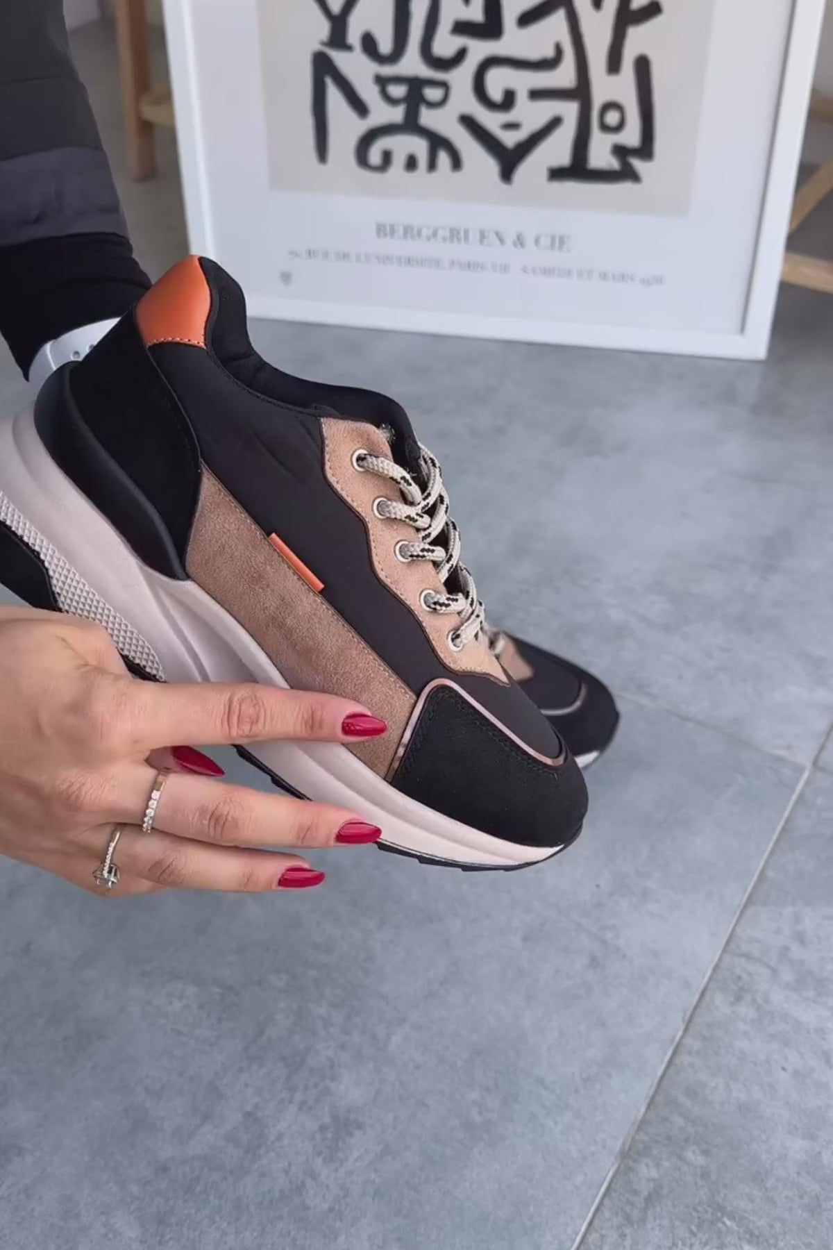 Tuana Siyah Nud Bağcıklı Kadın Sneakers Ayakkabı