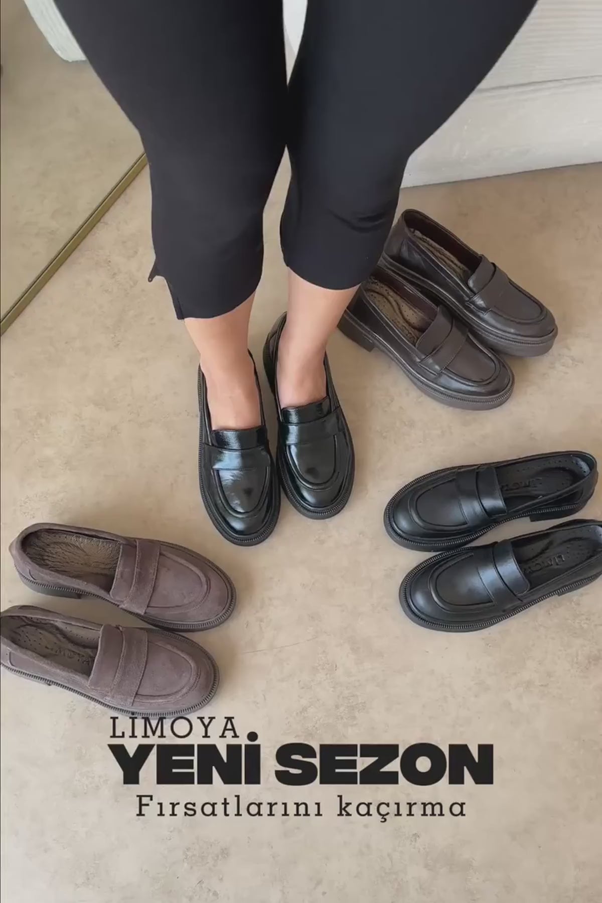 Britha Hakiki Deri Siyah Rugan Penny Loafer Kadın Günlük Ayakkabı