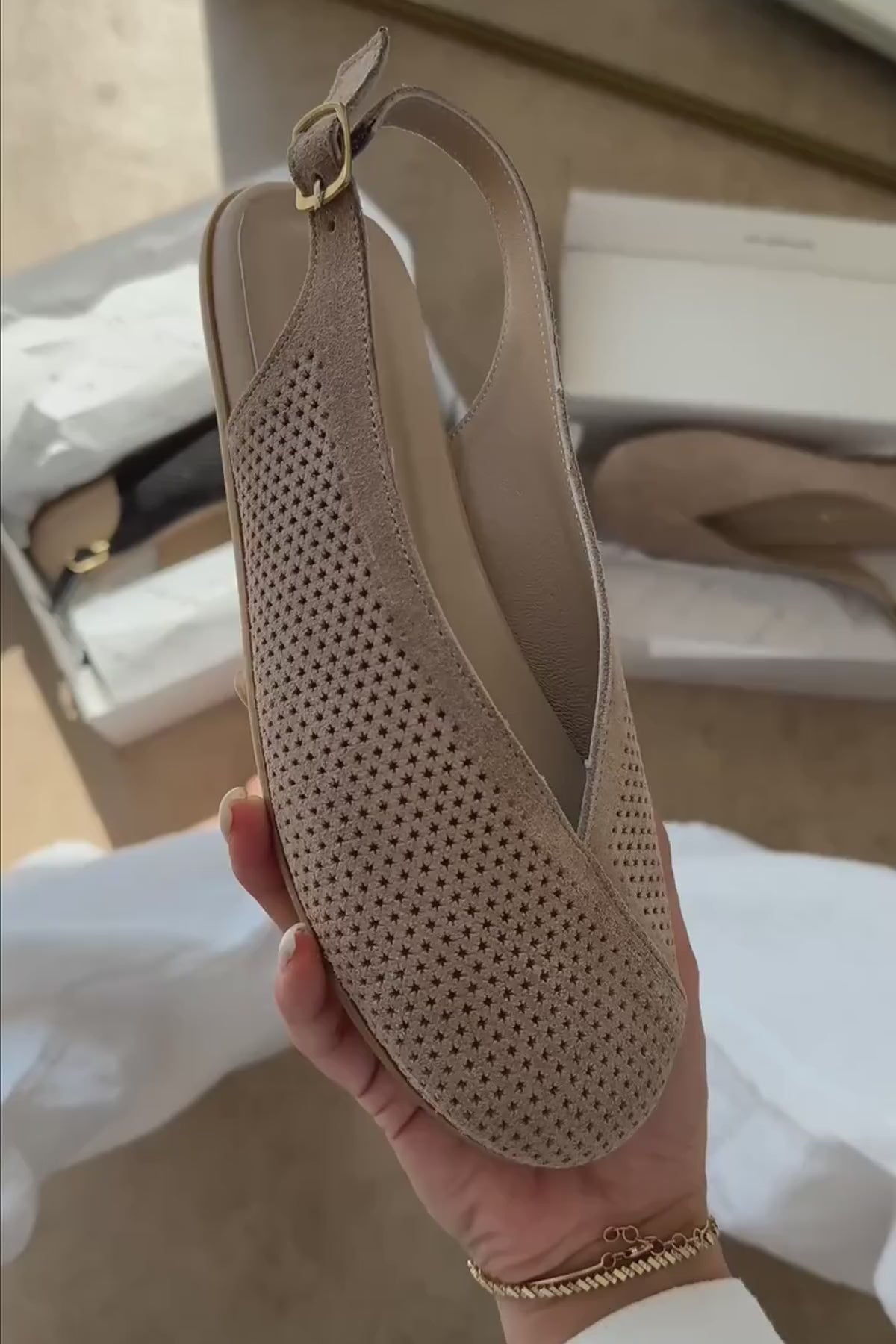 Avin Hakiki Deri Vizon Süet Kadın Slingback Babet