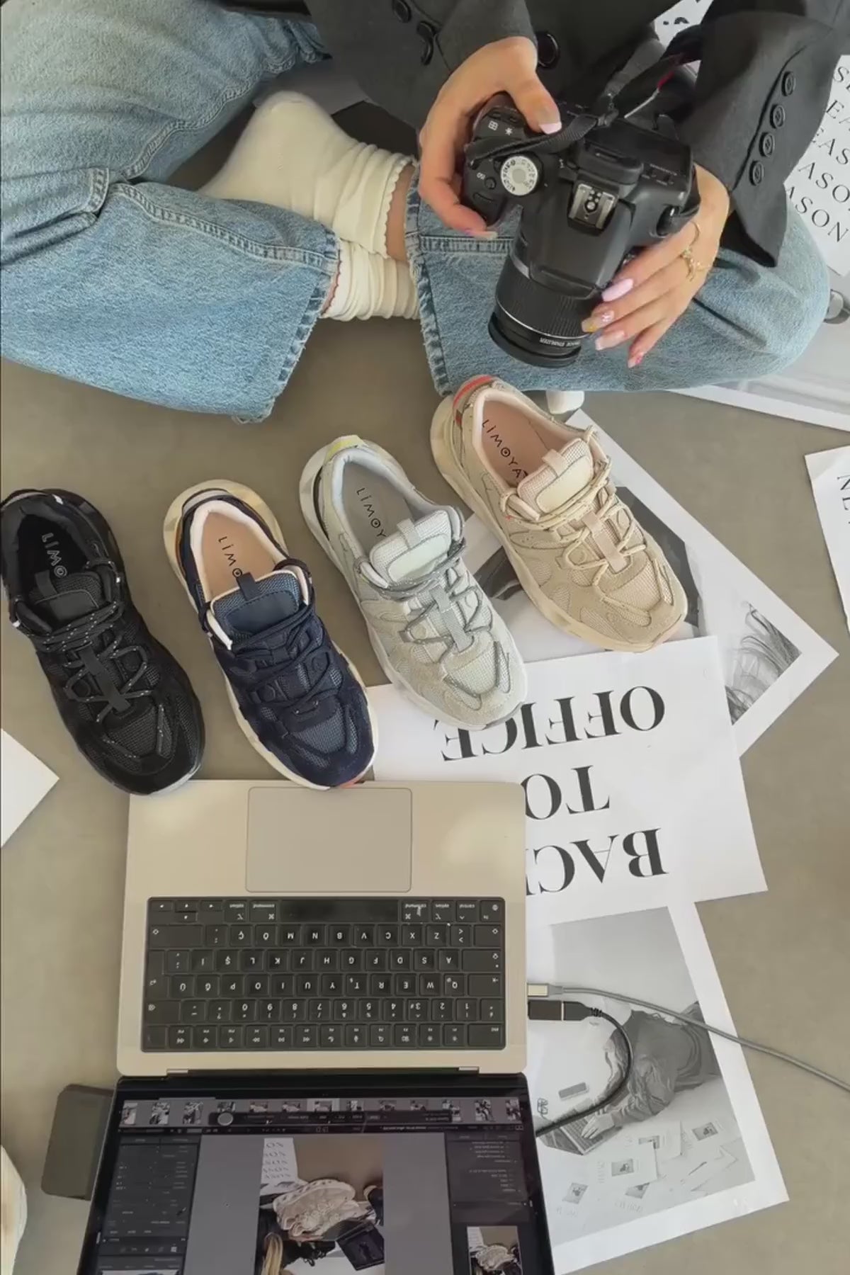 Raisa Hakiki Deri Bej Süet File Detaylı Kalın Taban Kadın Sneaker