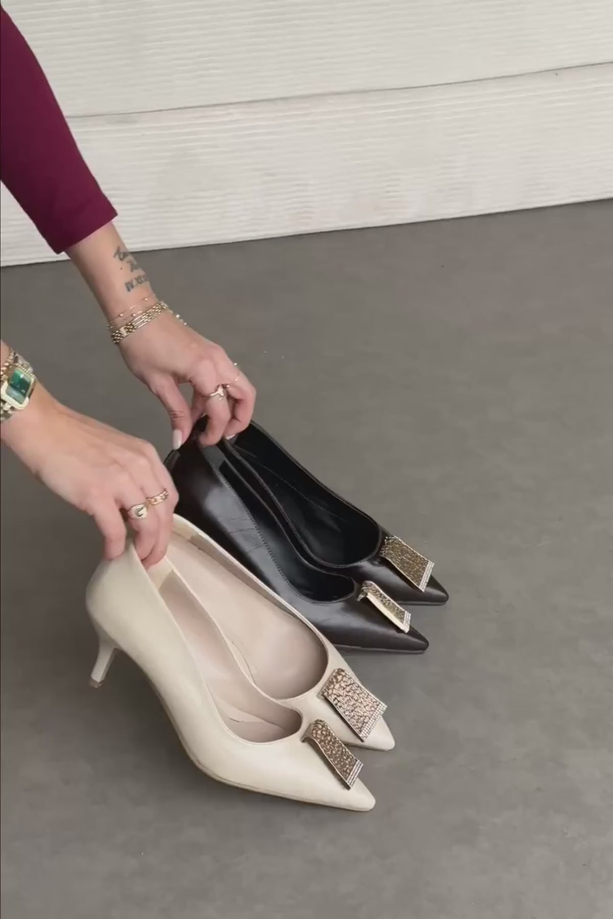 Lian Bej Tokalı Stiletto Kadın Topuklu Ayakkabı